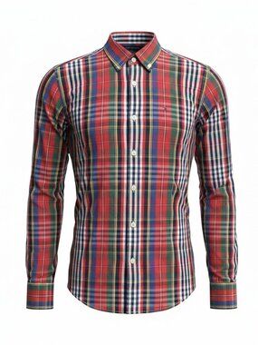 Tommy Hilfiger Button Down Long Sleeve Oxford Shirt Multi Plaid Men’s Size Med